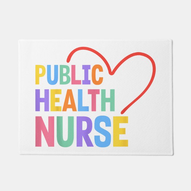 Felpudo Enfermera de Salud Pública Corazón (Anverso)
