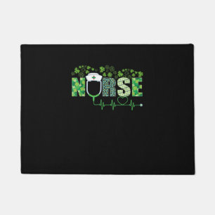 Felpudo Enfermera irlandesa Shamrock Stethoscope Día de Sa