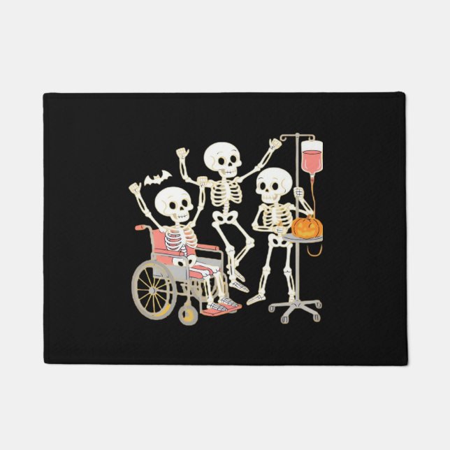 Felpudo Enfermera Skeleton Funny Halloween Healthcare Esse (Anverso)