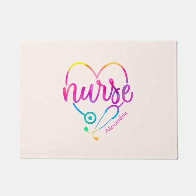 Felpudo Enfermera Stethoscope (Anverso)
