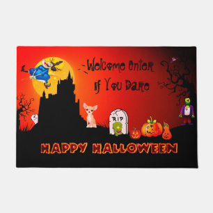 Felpudo Entra Si Te Atreves Feliz Halloween ( Chihuahua)