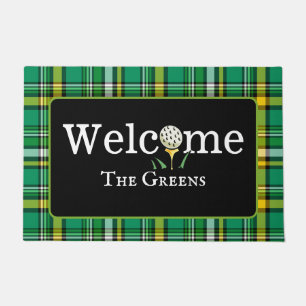 Felpudo Entrada de bienvenida al Golf Preppy Green y Gold