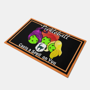Felpudo Entrada de Brujas de Pickleball de Halloween