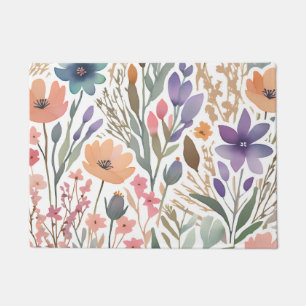 Felpudo Entrada de Floral Boho Wildflower Watercolor Paste