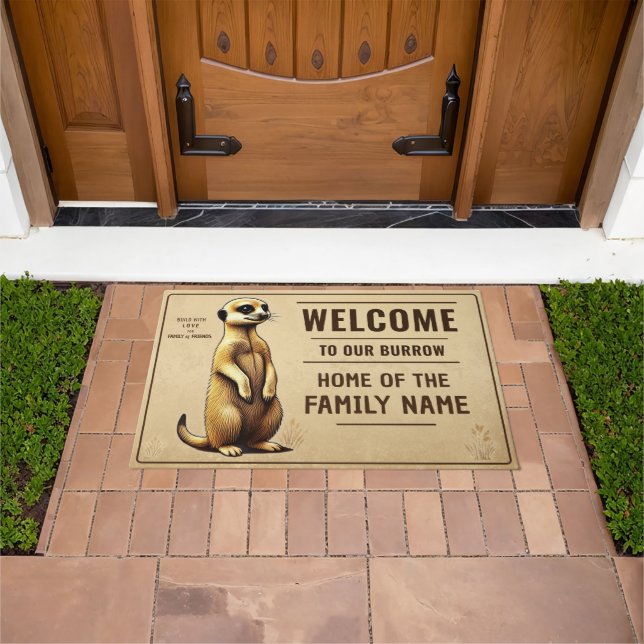 Felpudo Erdmännchen Welcome personalisierbar für Familie (Exterior)