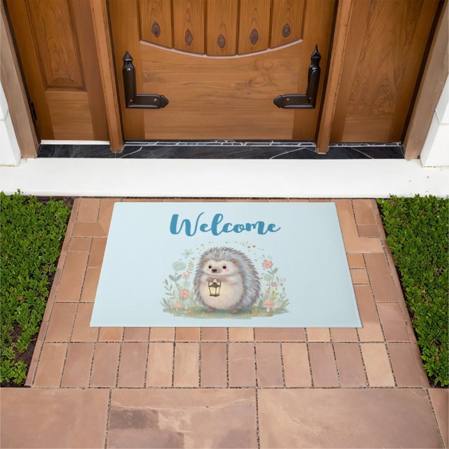 Felpudo Erizo Adorable con Linterna de Bienvenida (Exterior)