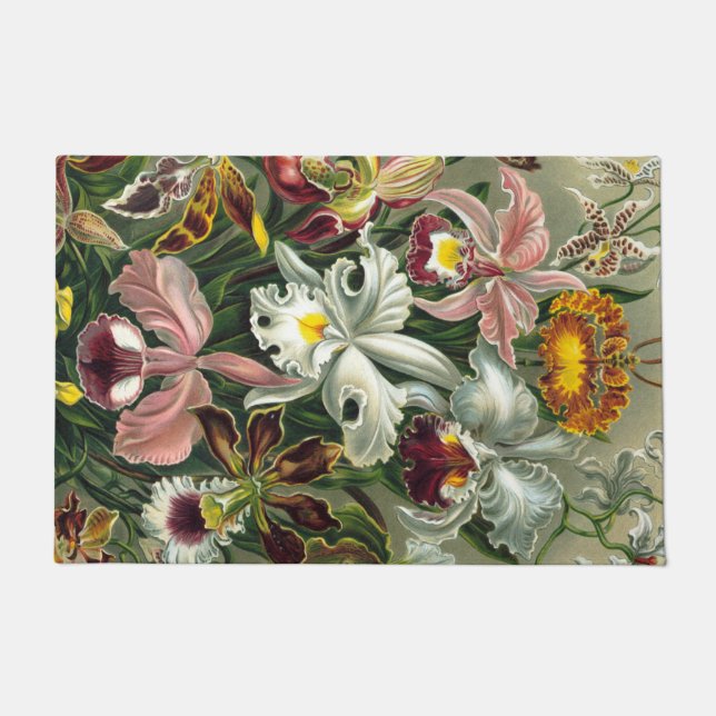 Felpudo Ernst Haeckel Art Print:Orchidae Oncidiums, tulipa (Anverso)