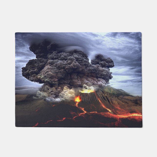 Felpudo Erupción del volcán en la montaña (Anverso)