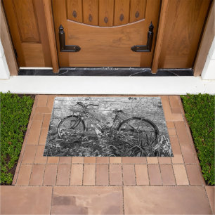 Felpudo Esbozo de bicicleta blanca blanca negra Mat Rug de
