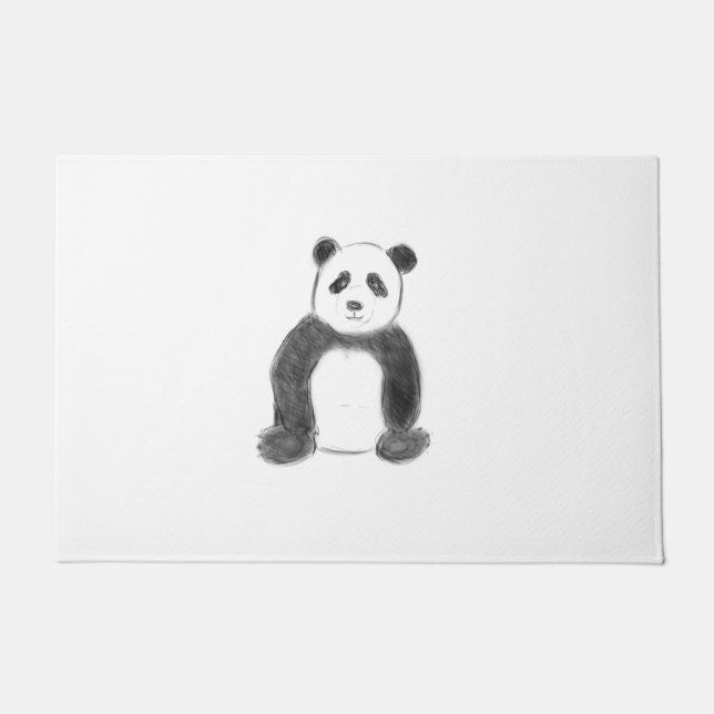 Felpudo Esbozo de panda blanco y negro (Anverso)