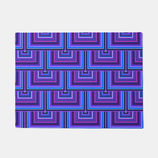 Felpudo Escalas cuadradas azules y violetas (Anverso)