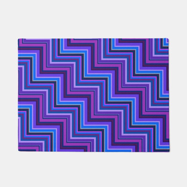 Felpudo Escaleras de rayas azules y violetas (Anverso)