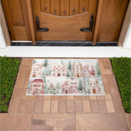 Felpudo Escena de invierno color de agua suave suave y ros