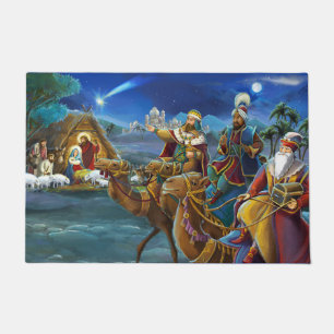 Felpudo Escena de la Natividad con los Reyes Magos vacacio