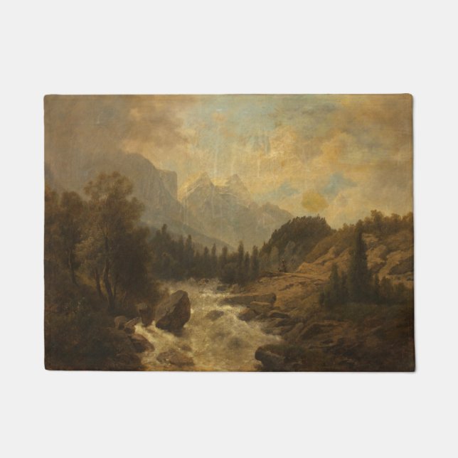 Felpudo Escena del paisaje forestal (por Josef Kriehuber) (Anverso)