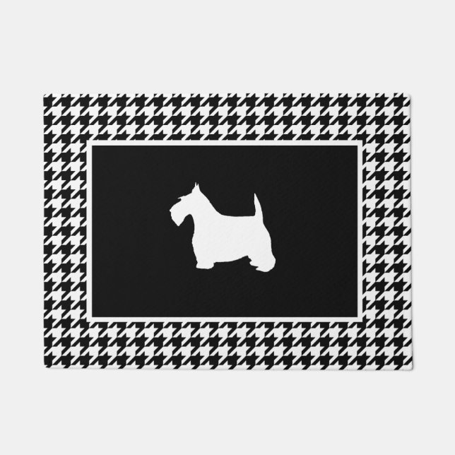 Felpudo Escocés blanco en Houndstooth (Anverso)