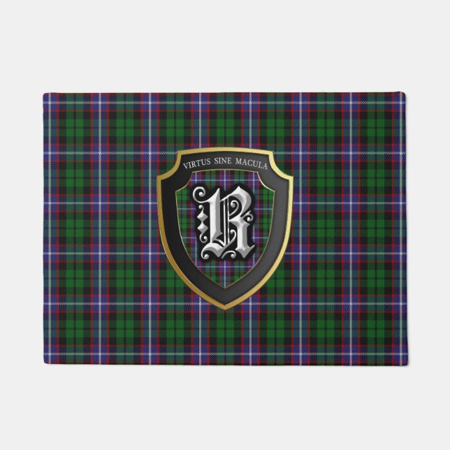 Felpudo escocés del escudo del tartán de Russell (Anverso)