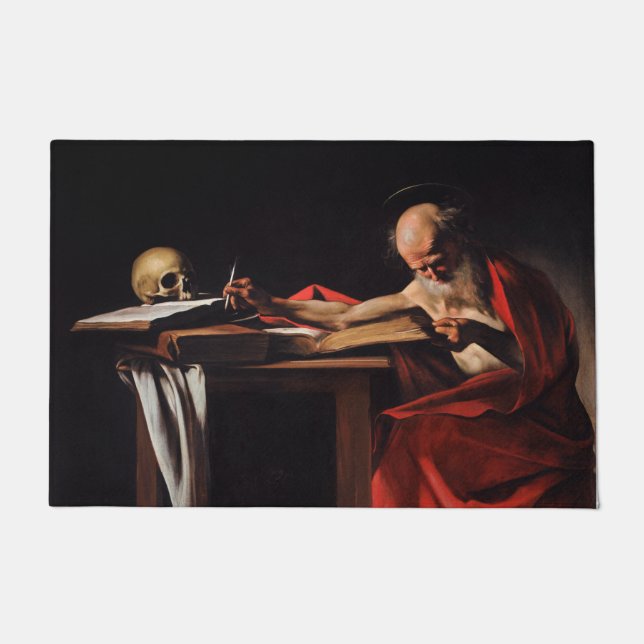Felpudo Escritura de Saint Jerome (por Caravaggio) (Anverso)