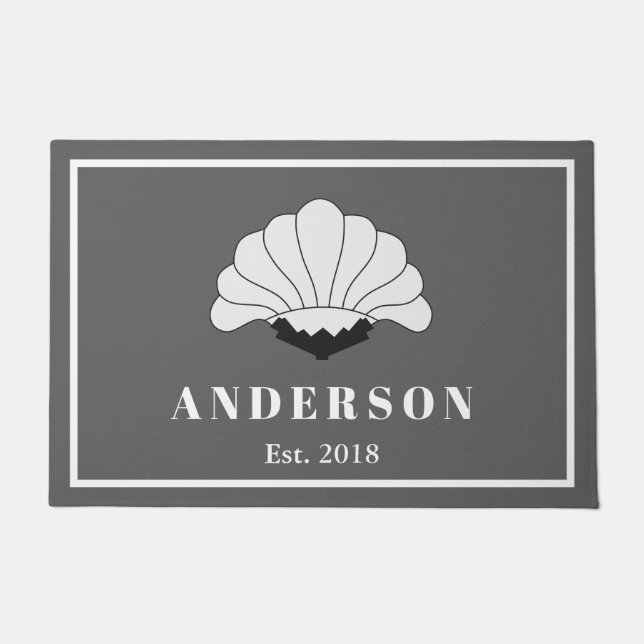 Felpudo Escudo de flores blancas Art Deco de los años 20 (Anverso)