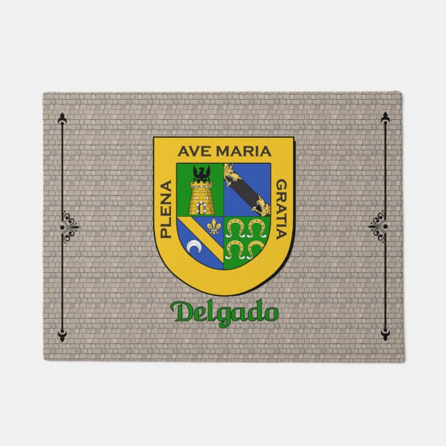 Felpudo Escudo histórico de Delgado sobre el adoquín (Anverso)