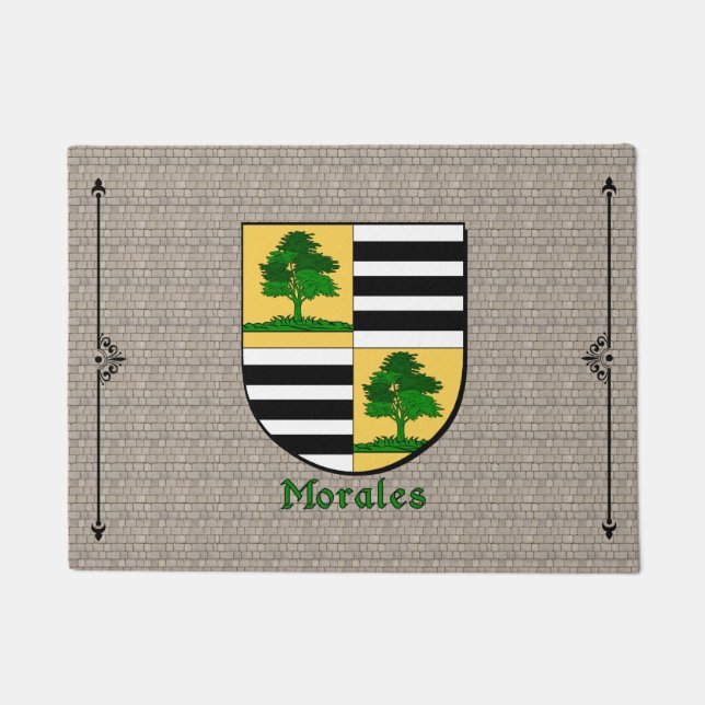 Felpudo Escudo histórico de Morales sobre el adoquín (Anverso)