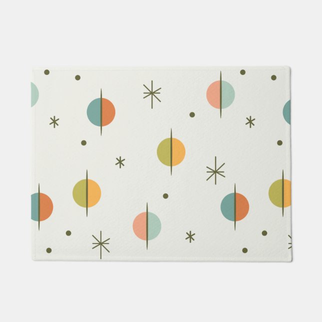 Felpudo Esferas y estrellas de resumen moderno de mediados (Anverso)