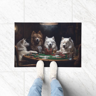 Felpudo Eskimo Americano Juega al Arte de Póquer