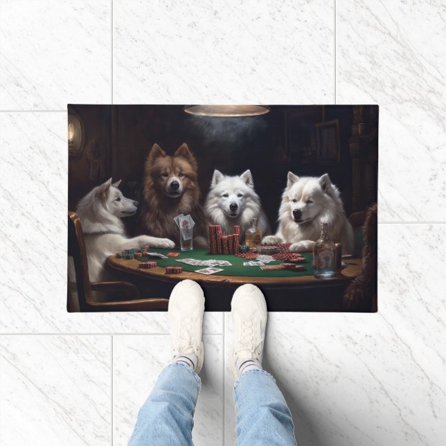 Felpudo Eskimo Americano Juega al Arte de Póquer (Interior)