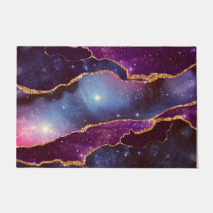 Felpudo Espacio azul y morado y estrellas de edad moderna