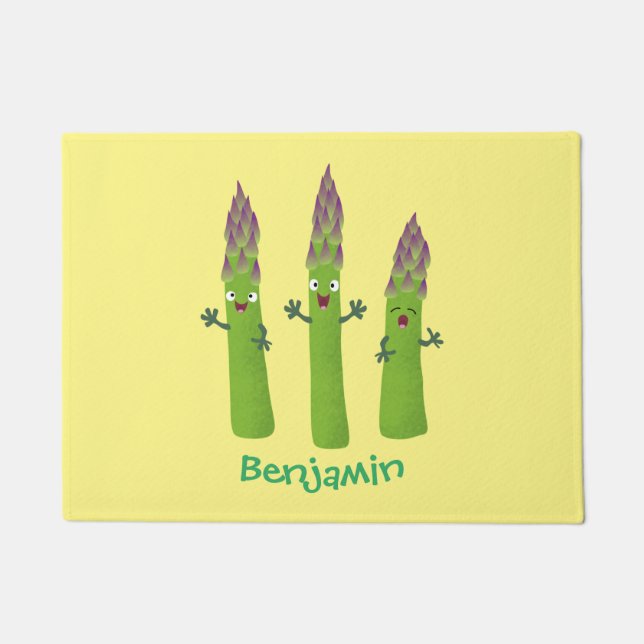 Felpudo Espárrago lindo cantando trío de verduras personal (Anverso)