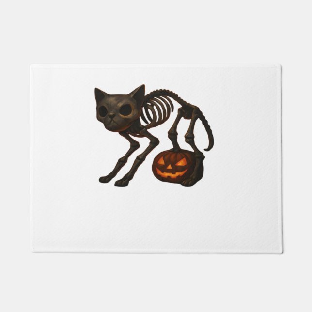 Felpudo Espectacular gato Skeleton Halloween regalo camise (Anverso)