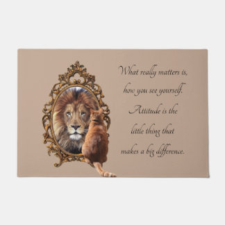 Felpudo Espejo de Gatito León Inspirador Texto Vintage