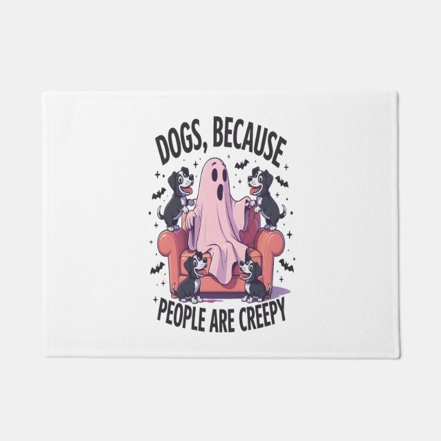 Felpudo Espeluznante fantasma de perro de Halloween (2) (Anverso)