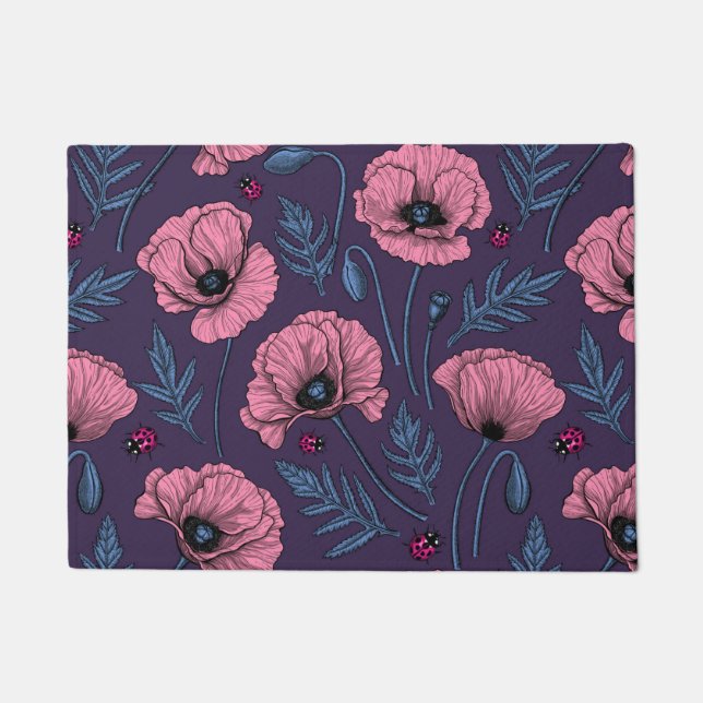 Felpudo Espías rosadas en violeta oscuro (Anverso)