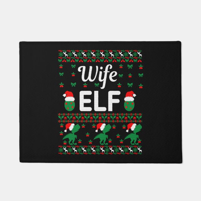 Felpudo esposa elf navidades suéter feo (Anverso)