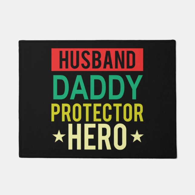 Felpudo Esposo Papi Protector Hero Padres Día Gracioso Gif (Anverso)