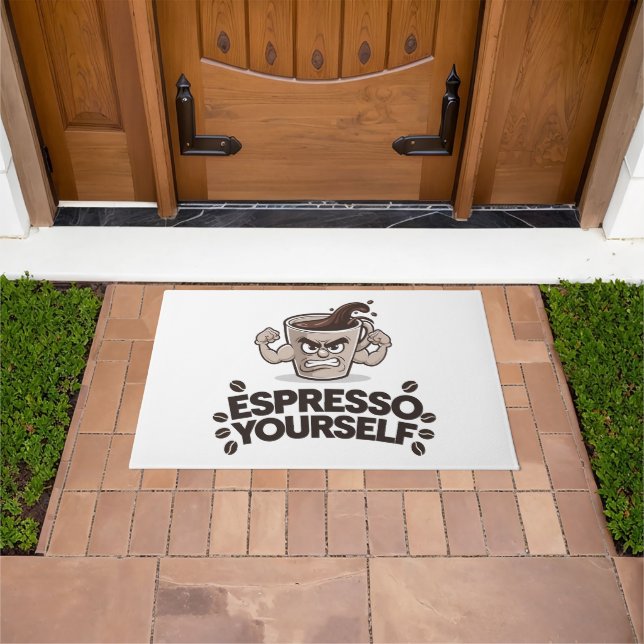 Felpudo Espresso tú mismo - Gracioso diseño de los amantes (Exterior)