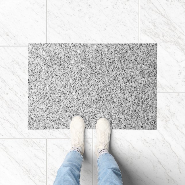 Felpudo Espumosos purpurinas de luz gris plateado (Interior)