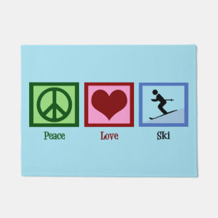 Felpudo Esquí del amor de la paz