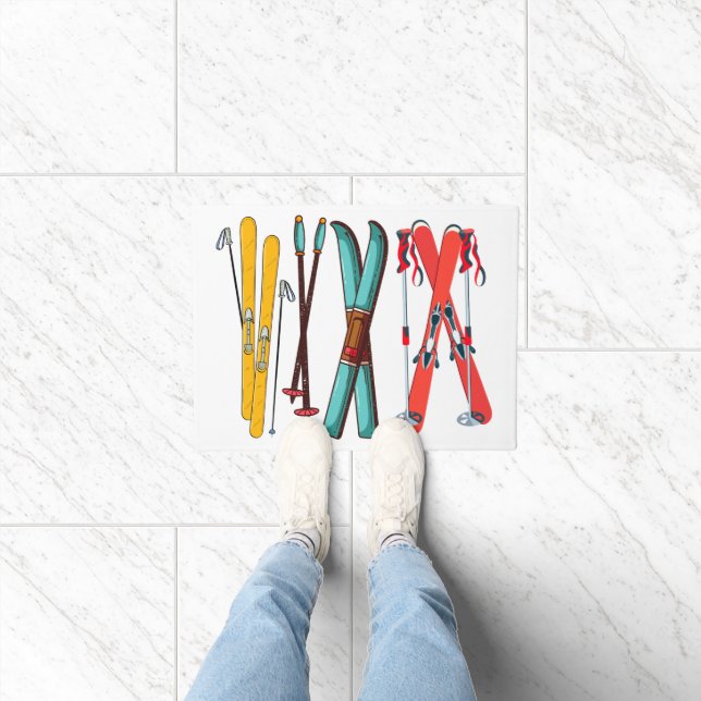 Felpudo Esquiador divertido y colorido (Interior)