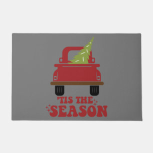 Felpudo Esta es la temporada cute retro Pine Christmas Tre