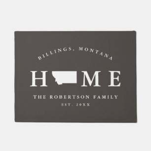 Felpudo Estado blanco y gris de Montana Map Mat, Doormat