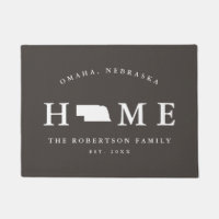Estado gris y blanco de Nebraska Map Mat, Doormat