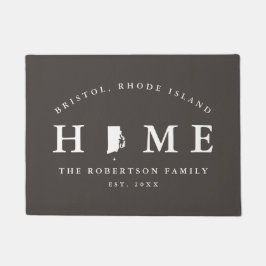 Felpudo Estado gris y blanco de Rhode Island Map Mat,