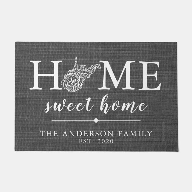 Felpudo Estado Personalizado de VIRGINIA OCCIDENTAL (Anverso)