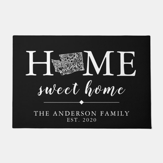 Felpudo Estado personalizado WASHINGTON de color editable (Anverso)