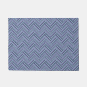 Felpudo Estampado de doble trama de rayas azul-grises