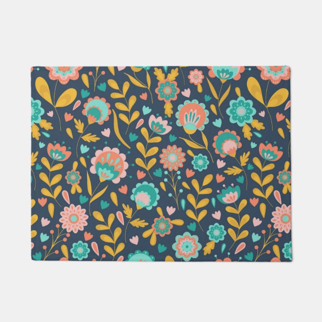 Felpudo Estampado de plores del arte popular (Anverso)