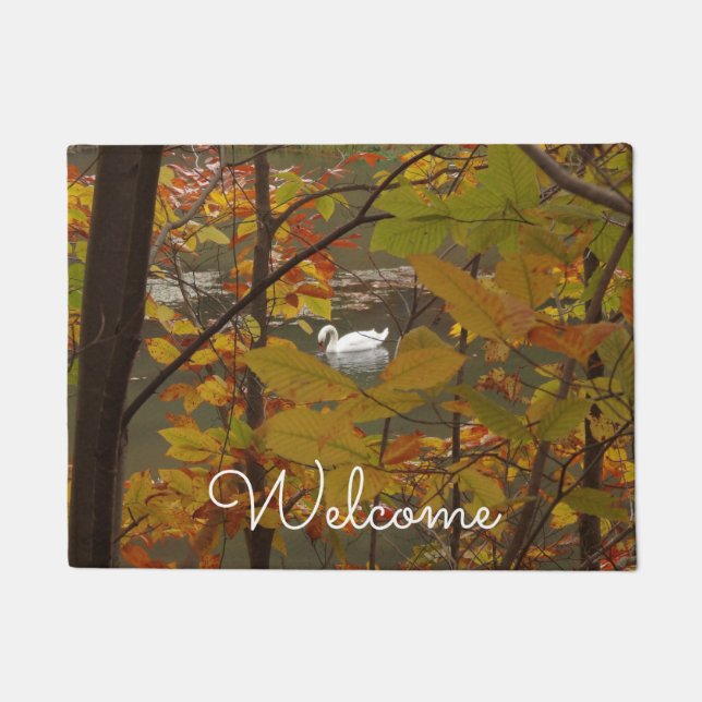 Felpudo Estanque de otoño con cisne (Anverso)