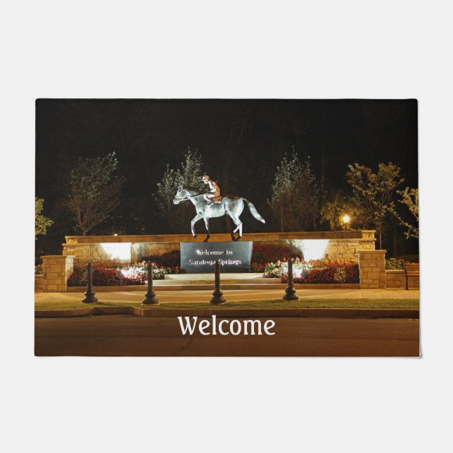 Felpudo Estatua de la puerta de Saratoga, bailarina nativa (Anverso)